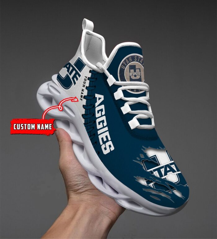 NCAA Custom name 72 Utah State Aggies Personalized Max Soul Shoes