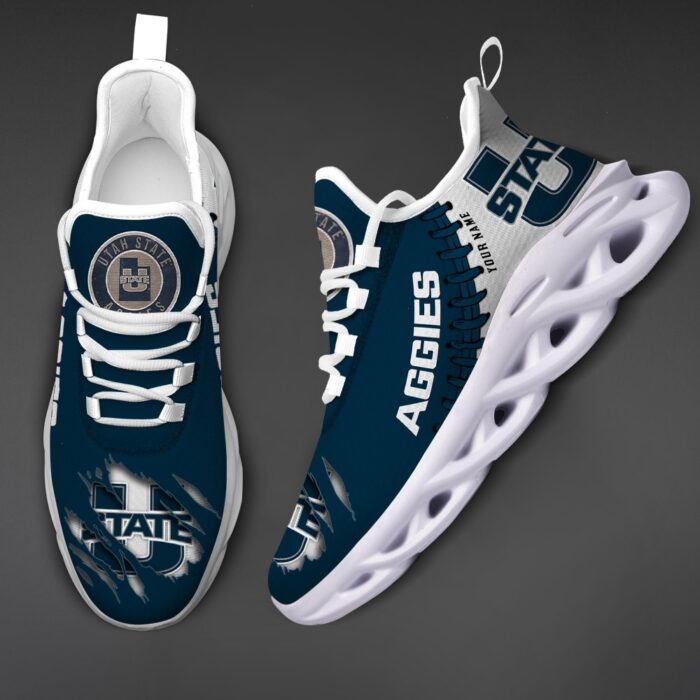 NCAA Custom name 72 Utah State Aggies Personalized Max Soul Shoes