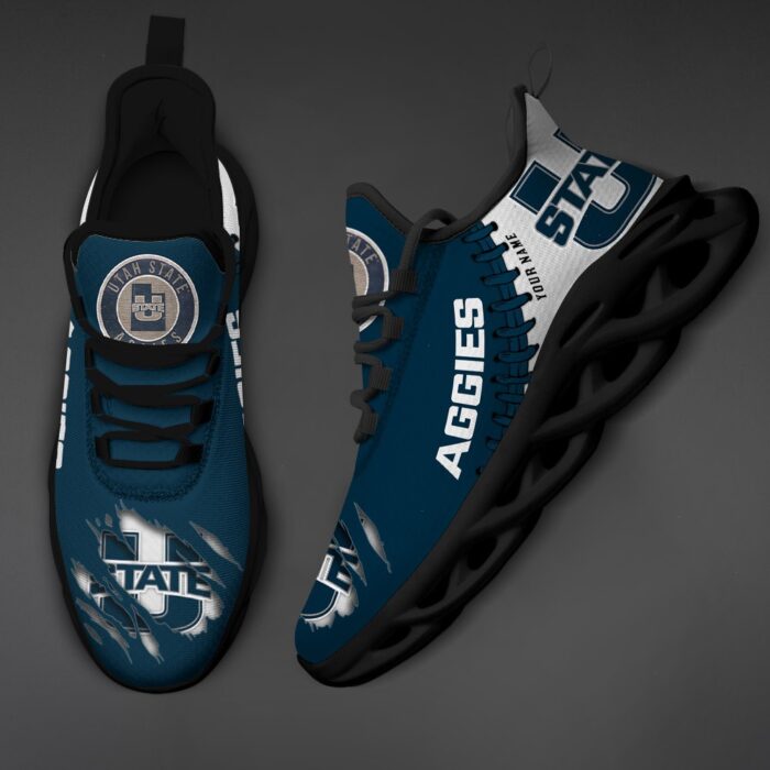 NCAA Custom name 72 Utah State Aggies Personalized Max Soul Shoes