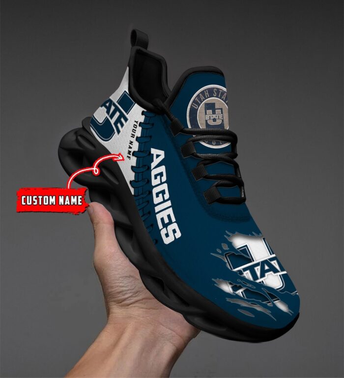 NCAA Custom name 72 Utah State Aggies Personalized Max Soul Shoes