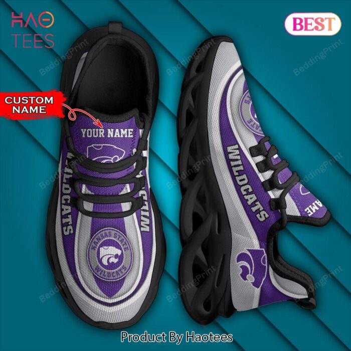 NCAA Kansas State Wildcats Personalized Grey Mix Violet Max Soul Shoes