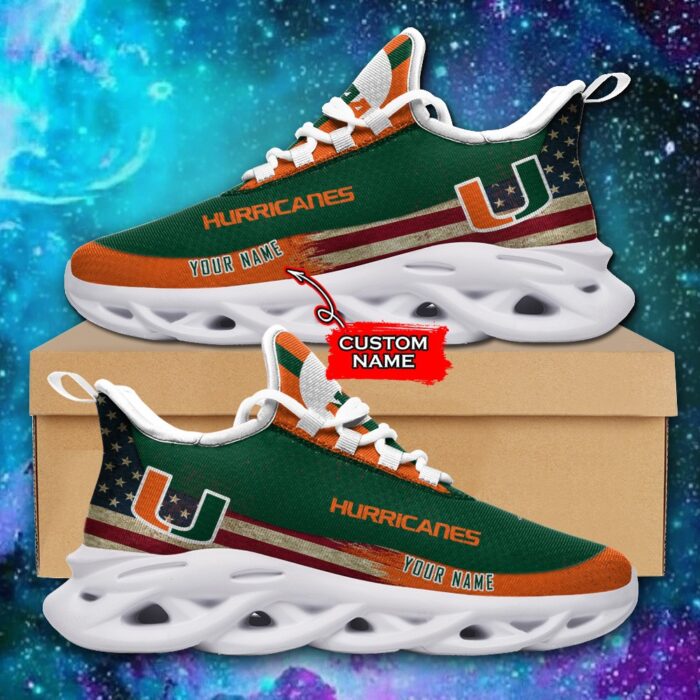 NCAA Miami Hurricanes Max Soul Sneaker Custom Name 42 M1