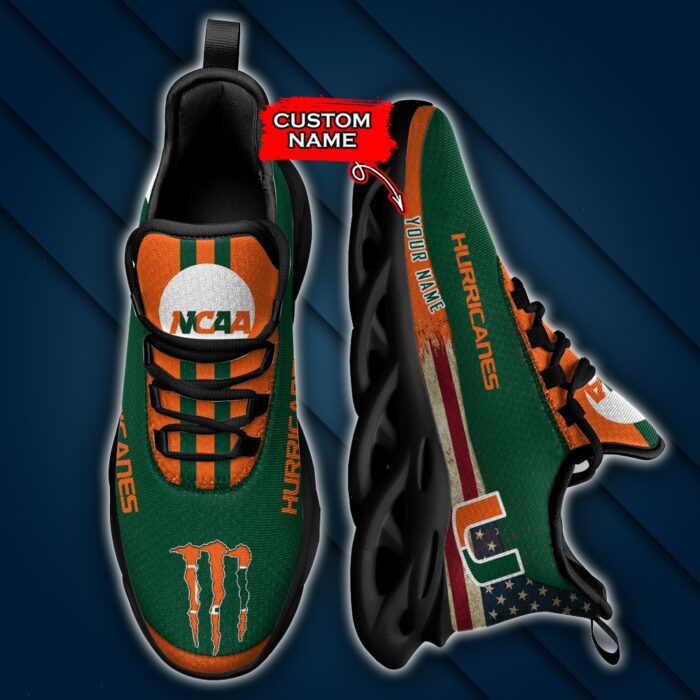 NCAA Miami Hurricanes Max Soul Sneaker Custom Name 42 M1