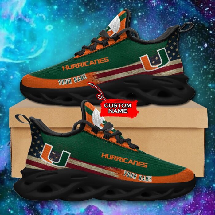 NCAA Miami Hurricanes Max Soul Sneaker Custom Name 42 M1