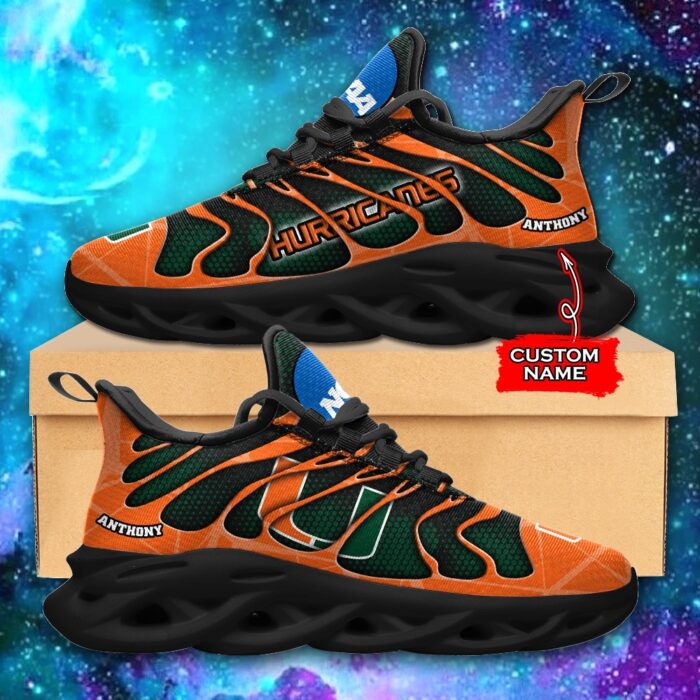 NCAA Miami Hurricanes Max Soul Sneaker Custom Name 48 M1