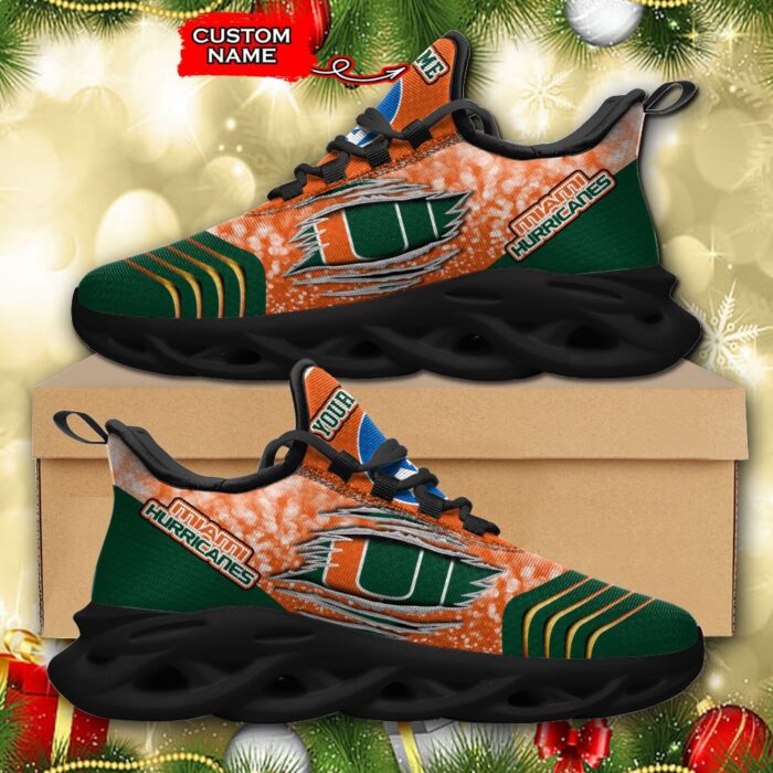 NCAA Miami Hurricanes Max Soul Sneaker Custom Name 66 M12RTT6993