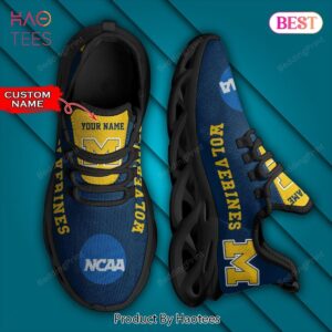 NCAA Michigan Wolverines Personalized Gold Mix Blue Max Soul Shoes