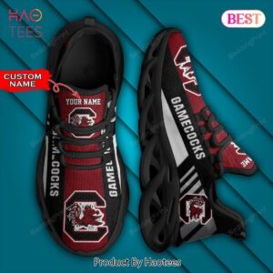 NCAA South Carolina Gamecocks Personalized Black Red Max Soul Shoes