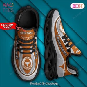 NCAA Texas Longhorns Personalized Orange Mix Grey Max Soul Shoes