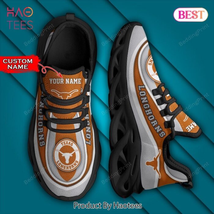 NCAA Texas Longhorns Personalized Orange Mix Grey Max Soul Shoes