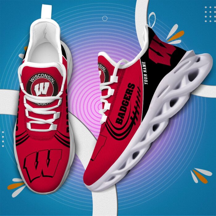 NCAA Wisconsin Badgers Max Soul Sneaker Custom Name 05 M12