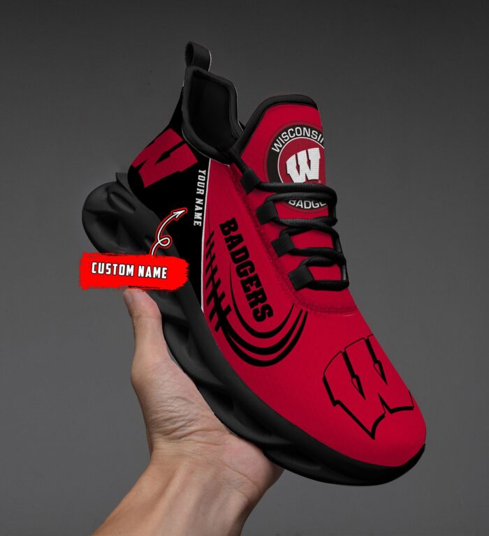 NCAA Wisconsin Badgers Max Soul Sneaker Custom Name 05 M12