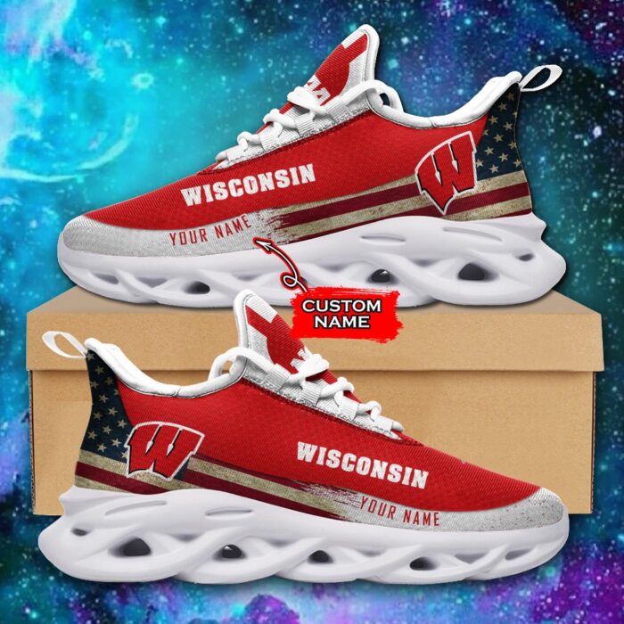 NCAA Wisconsin Badgers Max Soul Sneaker Custom Name 42 M1