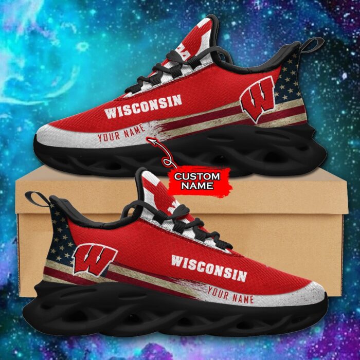 NCAA Wisconsin Badgers Max Soul Sneaker Custom Name 42 M1