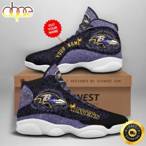 NFL Baltimore Ravens Custom Name Air Jordan 13 Shoes V2