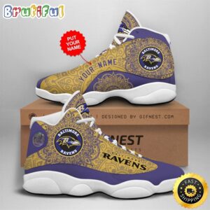 NFL Baltimore Ravens Custom Name Air Jordan 13 Shoes V3