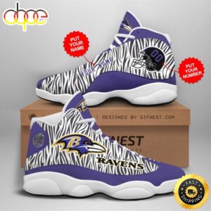 NFL Baltimore Ravens Custom Name Number Air Jordan 13 Shoes V5