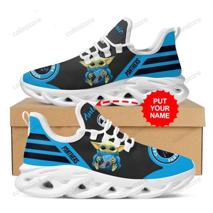 NFL Carolina Panthers Custom Name Baby Yoda Max Soul Shoes