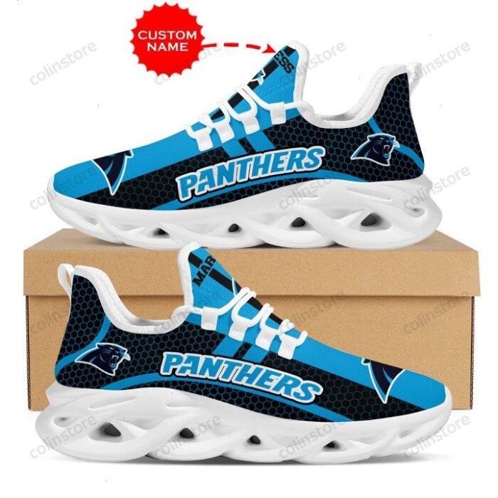 NFL Carolina Panthers Custom Name Blue Black Max Soul Shoes V3