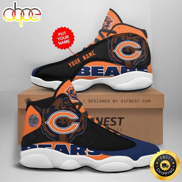 NFL Chicago Bears Custom Name Air Jordan 13 Shoes V4