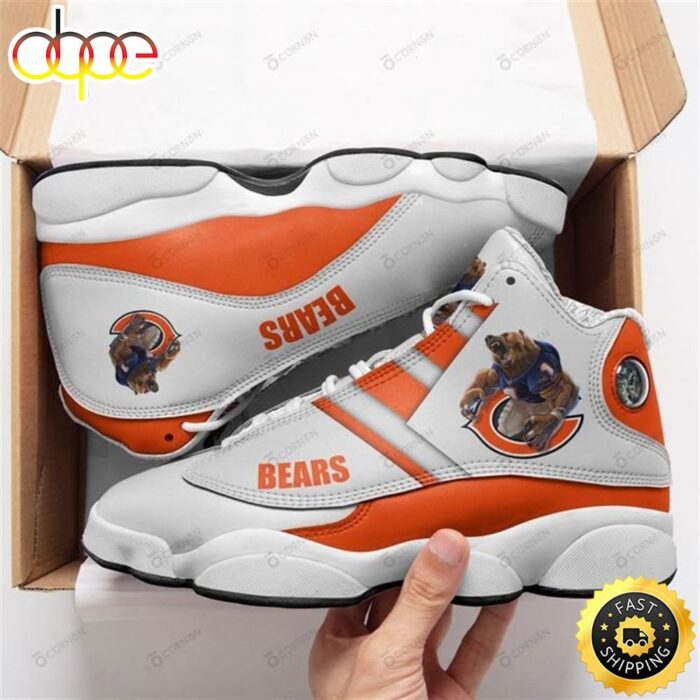 NFL Chicago Bears White Orange Stripes For Fans Air Jordan 13 Shoes