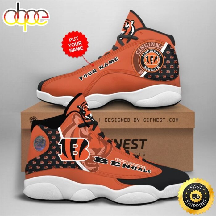 NFL Cincinnati Bengals Custom Name Air Jordan 13 Shoes V1