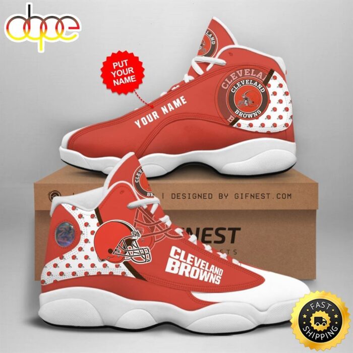 NFL Cleveland Browns Custom Name Air Jordan 13 Shoes V1