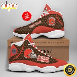 NFL Cleveland Browns Custom Name Air Jordan 13 Shoes V3