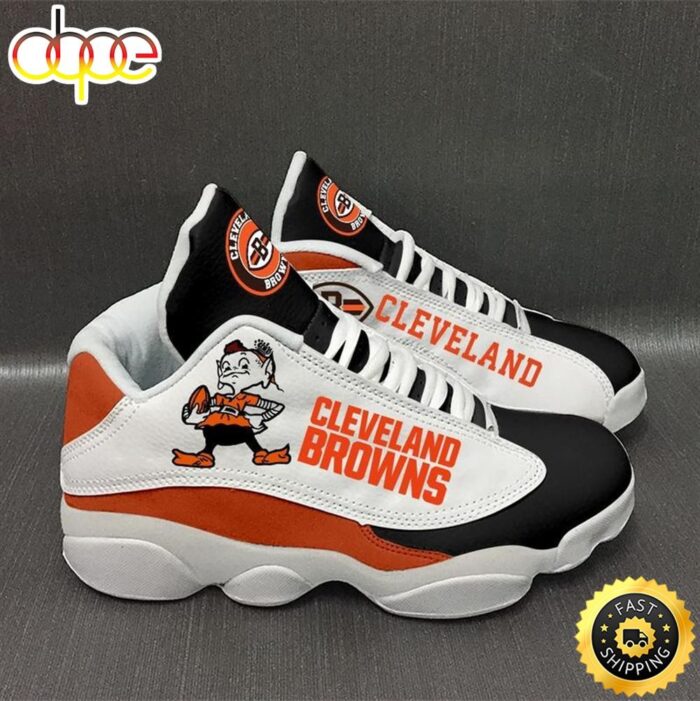 NFL Cleveland Browns White Air Jordan 13 Sneaker Shoes