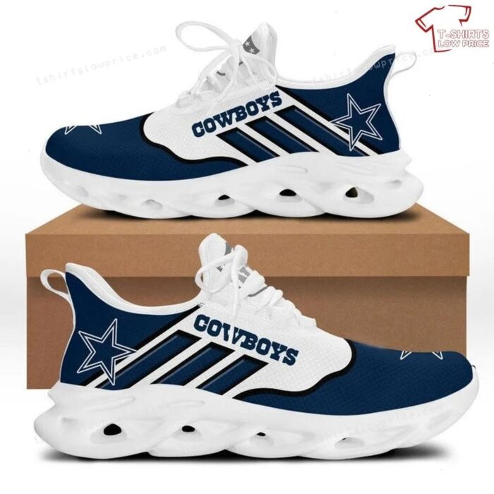 NFL Dallas Cowboys Blue White Stripes Logo Sneakers Max Soul Running Shoes