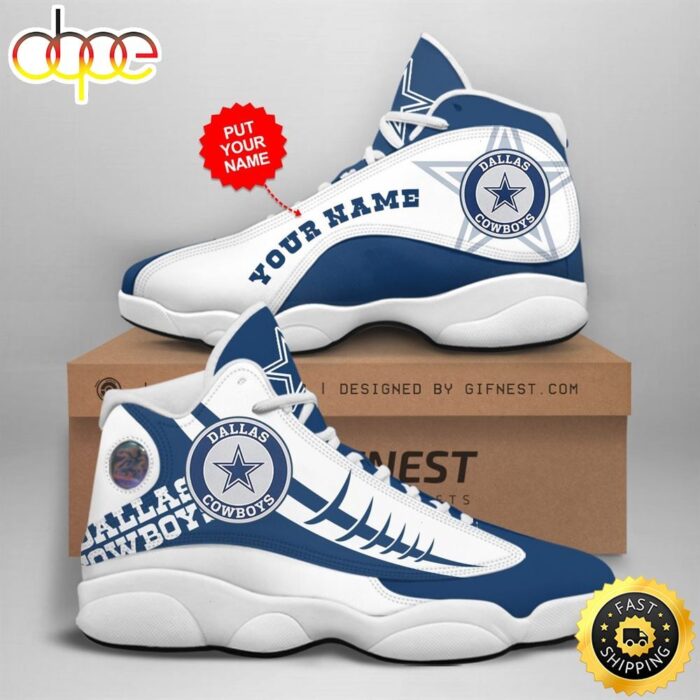 NFL Dallas Cowboys Custom Name Air Jordan 13 Shoes V8