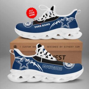 NFL Dallas Cowboys Custom Name Blue Black Rugby Max Soul Shoes