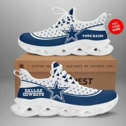 NFL Dallas Cowboys Custom Name Blue Galaxy White Max Soul Shoes