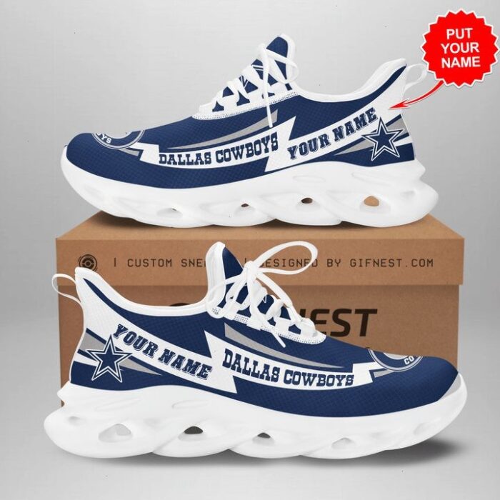 NFL Dallas Cowboys Custom Name Blue Lightning Max Soul Shoes