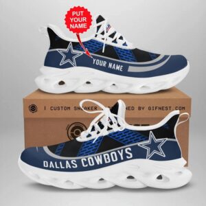 NFL Dallas Cowboys Custom Name Dark Blue Black Curve Max Soul Shoes