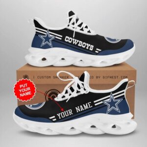 NFL Dallas Cowboys Custom Name Dark Blue Pattern Max Soul Shoes