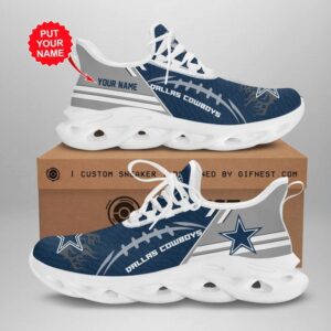 NFL Dallas Cowboys Custom Name Rugby Dark Blue Grey Max Soul Shoes