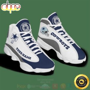 NFL Dallas Cowboys Punisher Skull Custom Name Air Jordan 13 Shoes