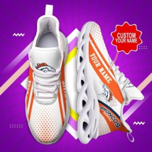 NFL Denver Broncos Custom Name White Orange Max Soul Shoes