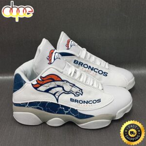 NFL Denver Broncos White Air Jordan 13 Sneaker Shoes