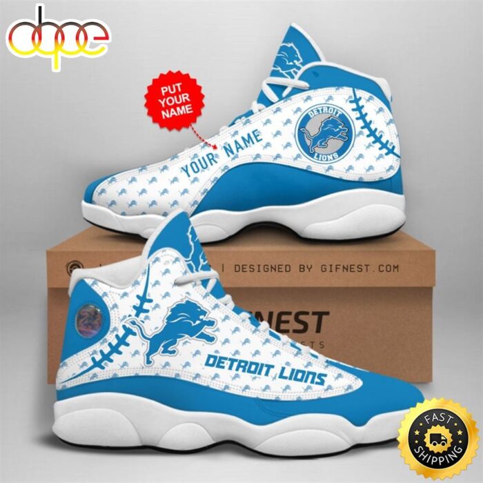 NFL Detroit Lions Custom Name Air Jordan 13 Shoes V4