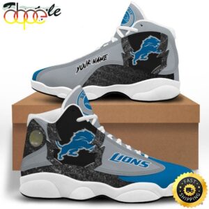 NFL Detroit Lions Custom Name Silver Blue Air Jordan 13 Shoes