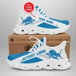 NFL Detroit Lions Custom Name White Blue Max Soul Shoes