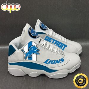 NFL Detroit Lions White Air Jordan 13 Sneaker Shoes