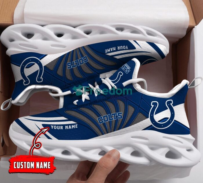 NFL Indianapolis Colts Custom Name Blue Grey Max Soul Shoes