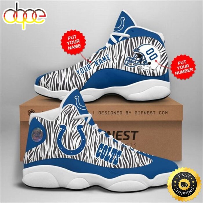 NFL Indianapolis Colts Custom Name Number Air Jordan 13 Shoes V2