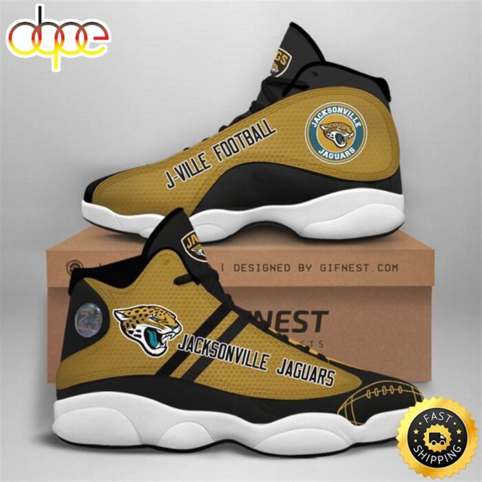 NFL Jacksonville Jaguars Black Gold Air Jordan 13 Shoes