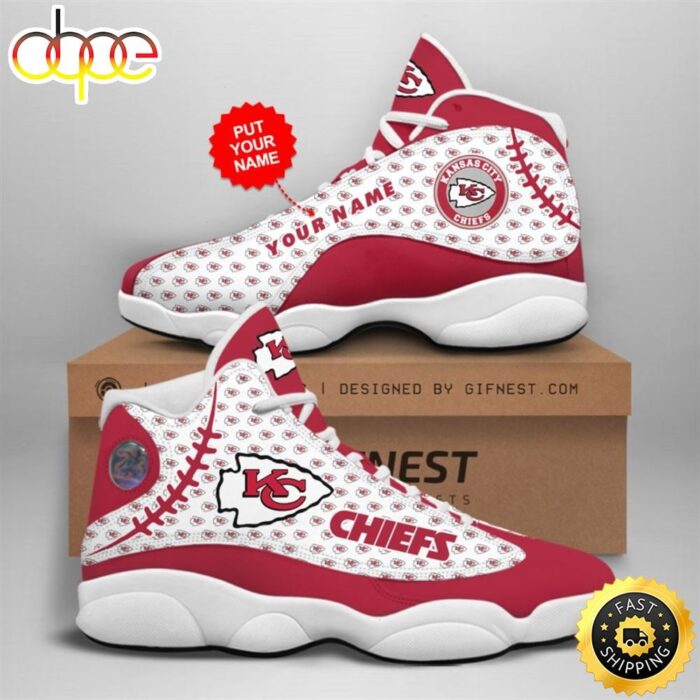 NFL Kansas City Chiefs Custom Name Air Jordan 13 Shoes V4