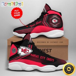 NFL Kansas City Chiefs Custom Name Red Black Air Jordan 13 Shoes