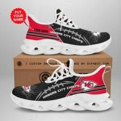 NFL Kansas City Chiefs Custom Name Red Black Max Soul Shoes